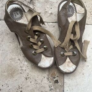 Fly London Women's Tan Leather Wedges